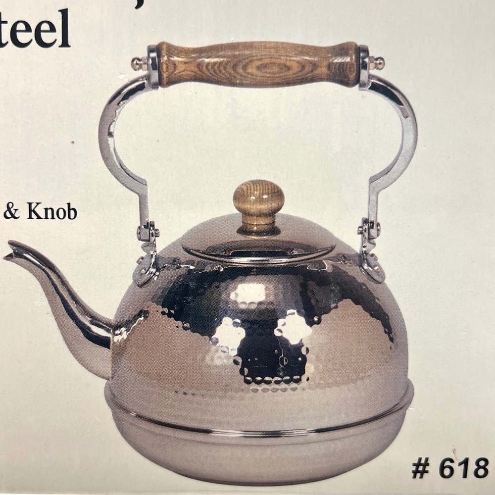 NEW Old Dutch Decorative Hammered Stainless Steel Teakettle - 2qt